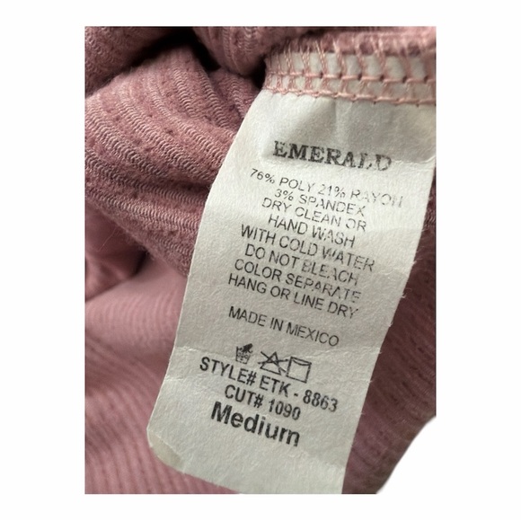EMERALD LONG SLEEVE Pink Ribbed Top size Medium - Picture 6 of 6